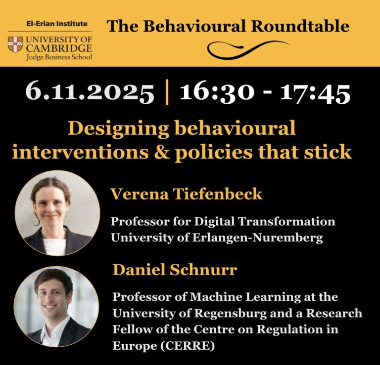 Invited Talks by Verena Tiefenbeck and Daniel Schnurr at the University of Cambridge